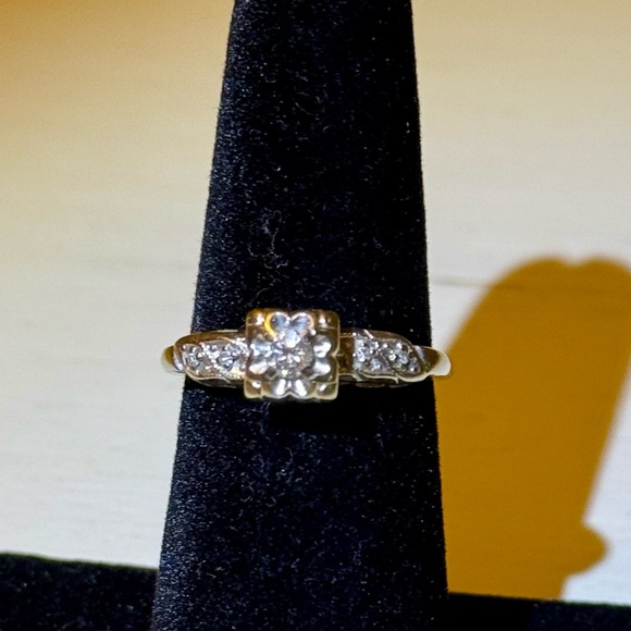 Art Deco Vintage Diamond Ring Size 6.5 - Picture 5 of 12